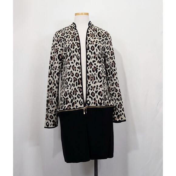 Chico's Sweaters - Chico's Cardigan Sweater Convertible Animal Print Zip Off Misses Size 0 S New
